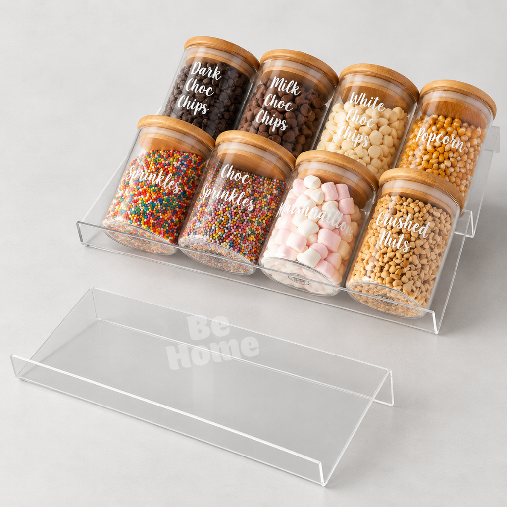 Lot de 4 Organiseurs de Tiroir à Épices en Plexiglass Transparent