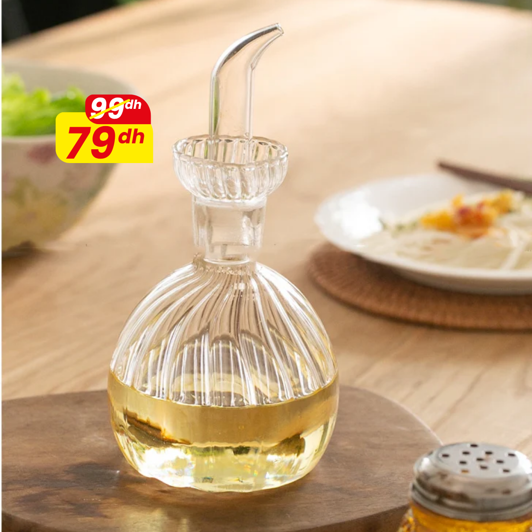Bouteille d’Huile en Verre Rayé Bombé 350 ml