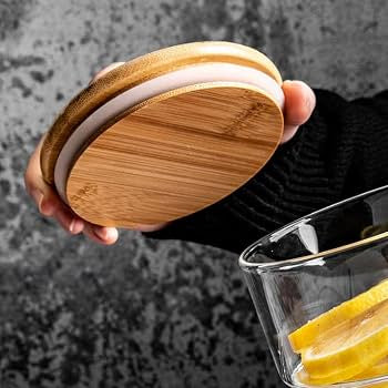 Bocal de Rangement en Verre 3 Niveaux avec Bambou