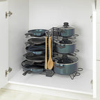 Support Organisateur 3-en-1 pour Casseroles, Poêles & Couvercles