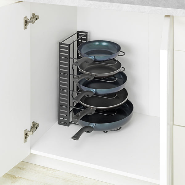 Support Organisateur 3-en-1 pour Casseroles, Poêles & Couvercles