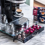 Porte-Capsules Café en Métal & Verre – 36 Capsules Nespresso & Dolce Gusto