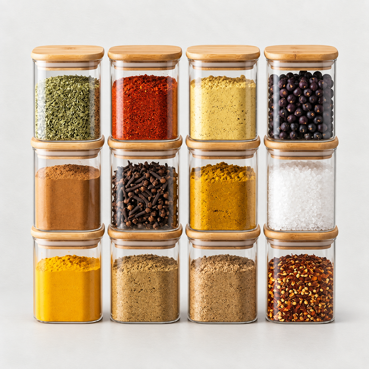Pack de 12 Bocaux en Verre 450 ml Carrés