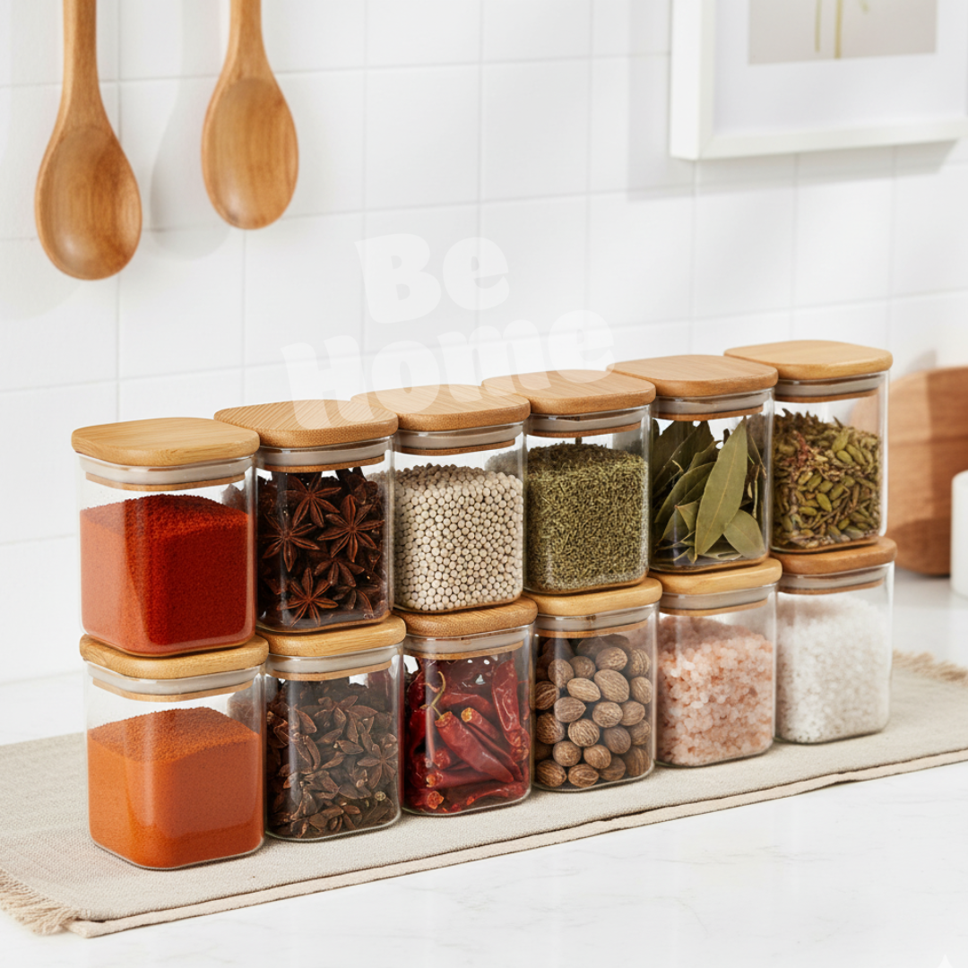 Lot de 12 Petits Bocaux à Épices Carrés 250 ml