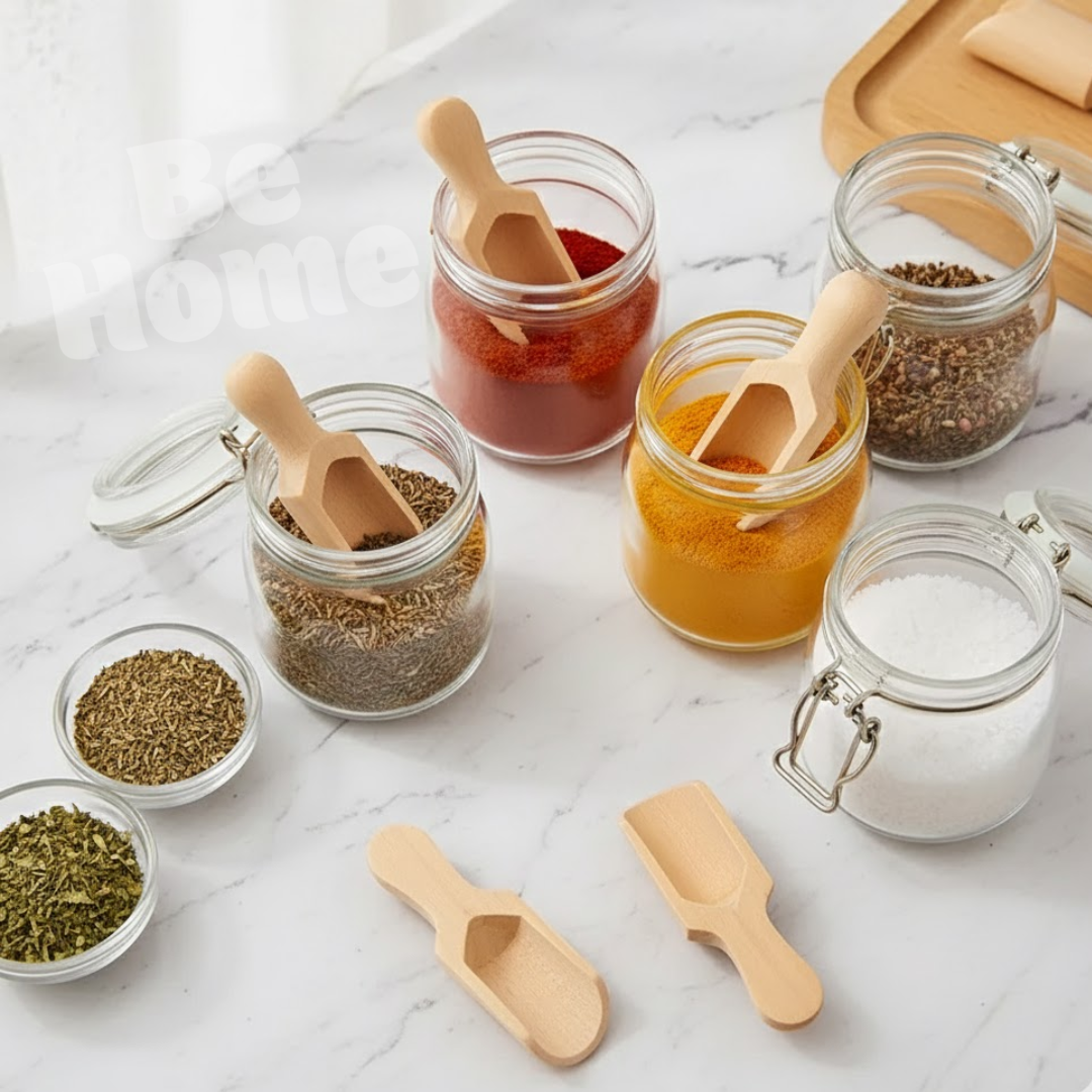 Lot de 6 Cuillères en Bois Naturel