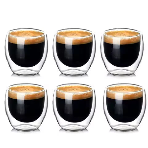 Lot de 6 Tasses Double Paroi 80ml – Expresso