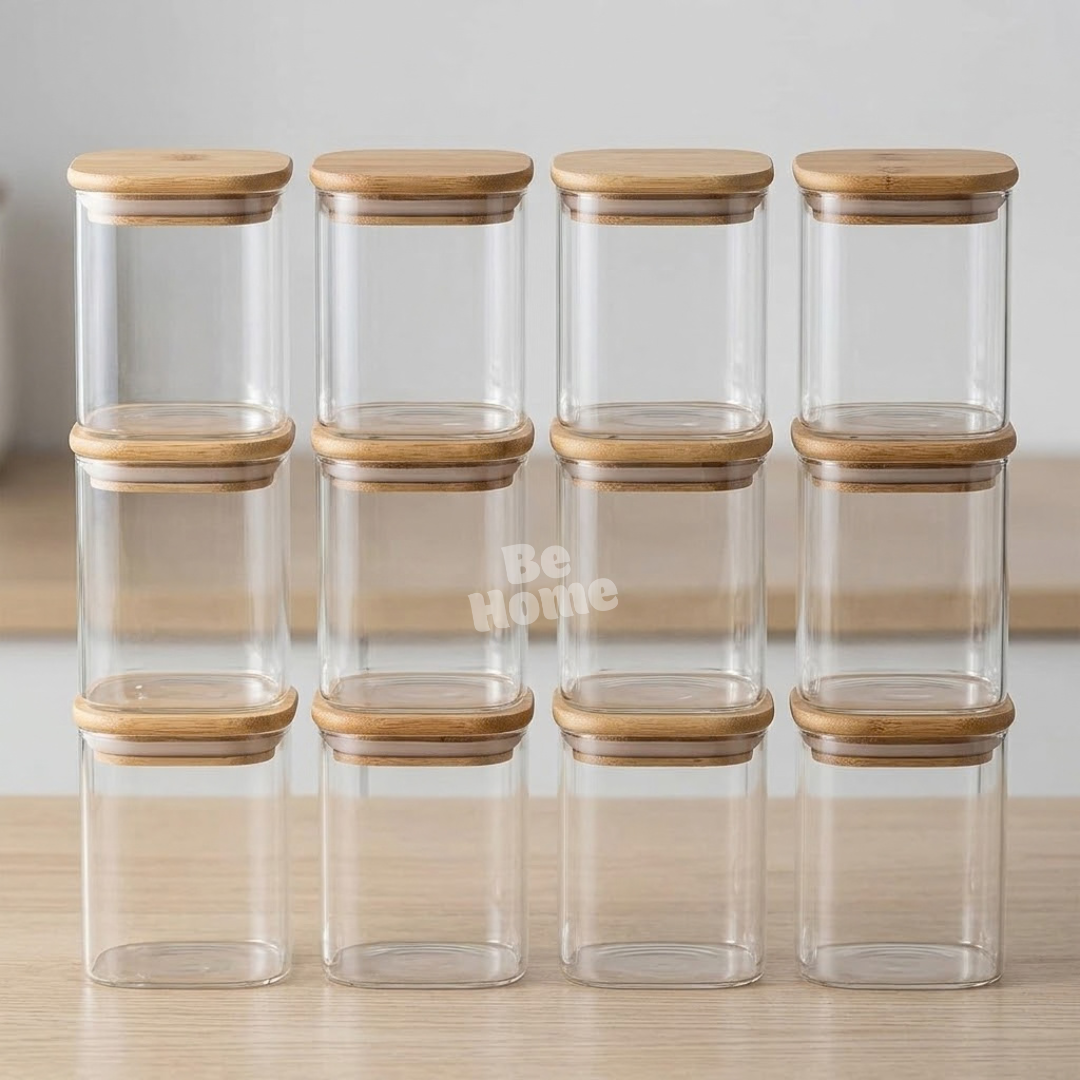 Pack de 12 Bocaux en Verre 450 ml Carrés